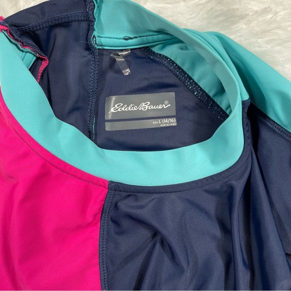 Eddie Bauer 3 Piece Set Reversible Girls Swimsuit Tankini Bakini Rash Guard Sz L - Picture 3 of 8